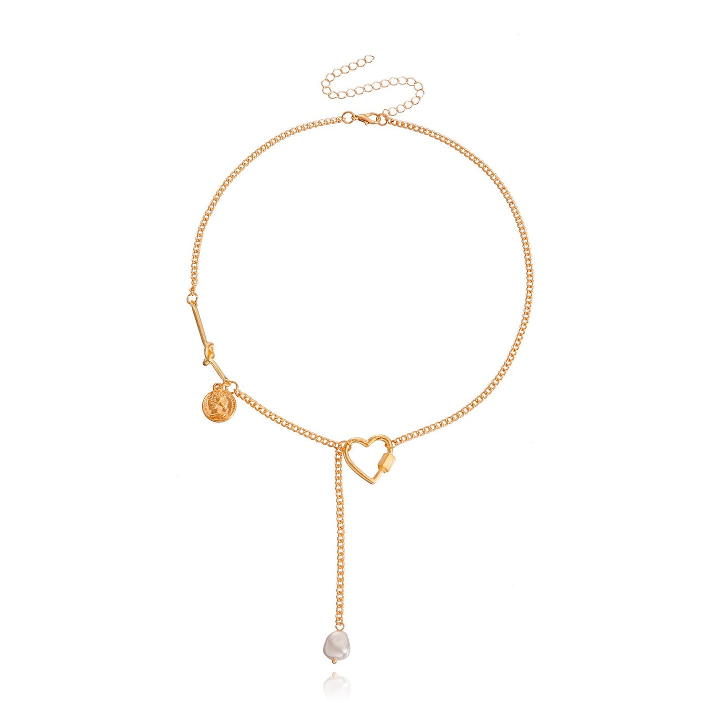 Explosive simple long tassel hollow love pendant necklace female ins niche design sense light luxury