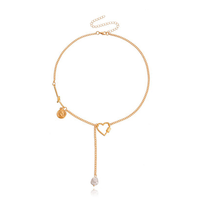 Explosive simple long tassel hollow love pendant necklace female ins niche design sense light luxury