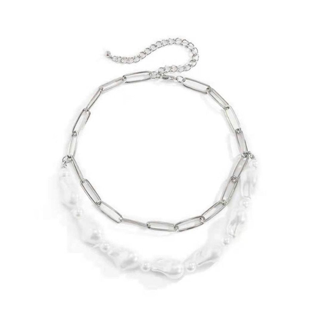 Jewelry Hip Hop INS Shaped Pearl Necklace Female Geometric Chain Baroque Pearl Necklace