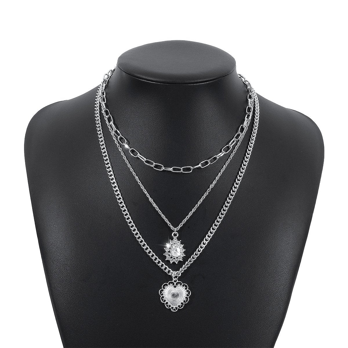 1177 fashion multi-layered necklace with rhinestone love baroque retro choker street shooting necklace