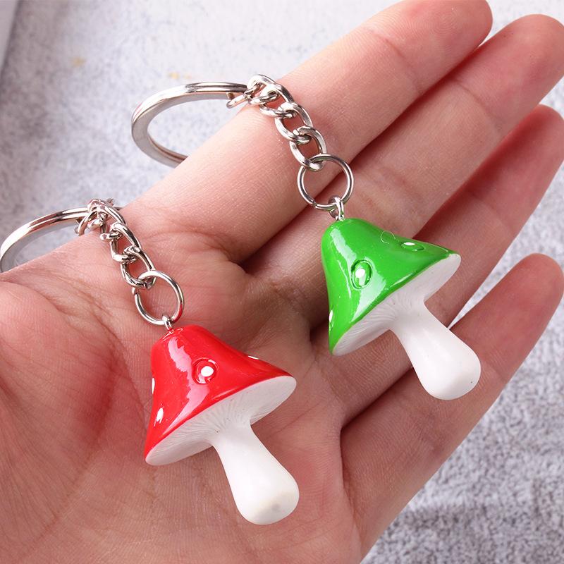 Creative cartoon color small mushroom key chain bag mobile phone car key ring pendant cartoon mushroom pendant