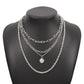 N9325 Punk Chain Necklace Metal Texture Hip-Hop Circle Necklace Fashionable Creative Multilayer Necklace