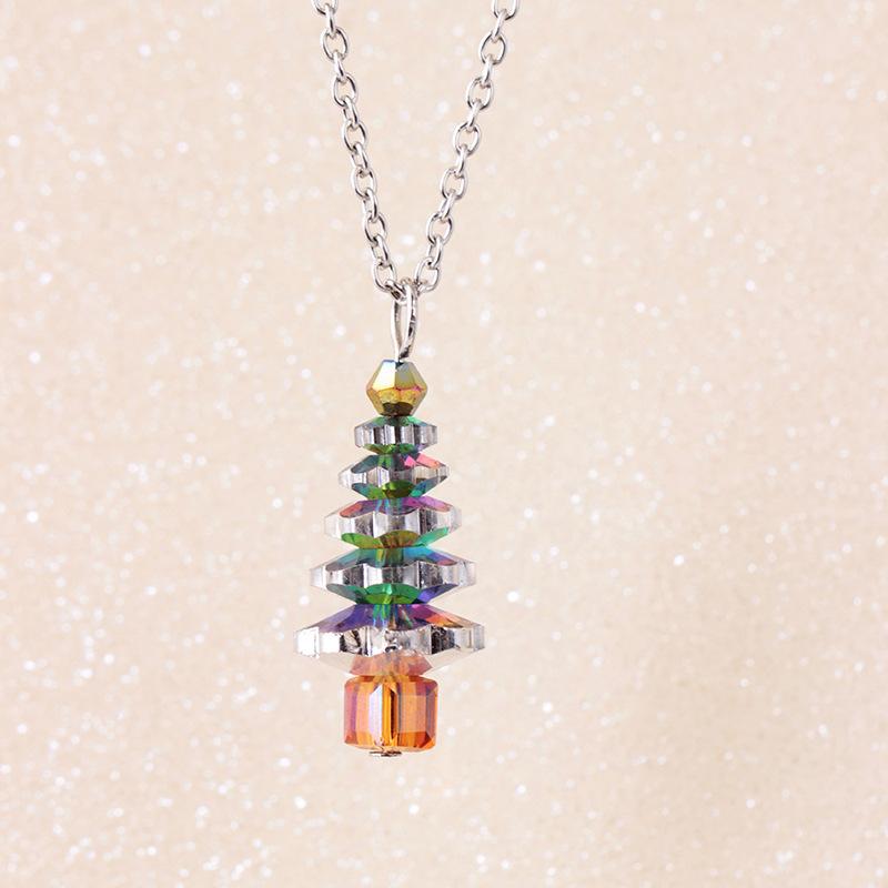 Fashion Jewelry Temperament Crystal Christmas Tree Pendant Necklace Versatile Autumn and Winter Sweater Chain