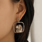 Fashion square hollow gravel drop glue earrings women's personality back shape temperament inlaid zircon earrings jewelry