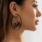 Jewelry Fashion Retro Personality Geometric Strand Hollow Earrings Female Exaggerated Temperament Circle Letter Earrings