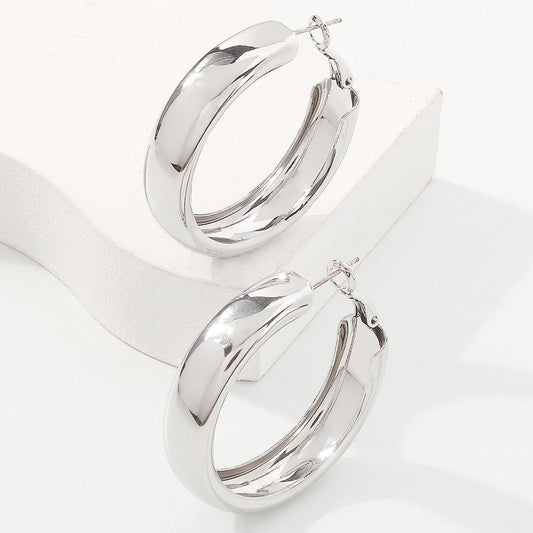 E4181 fashion circle earrings net red simple temperament earrings personality versatile geometric large hoop earrings