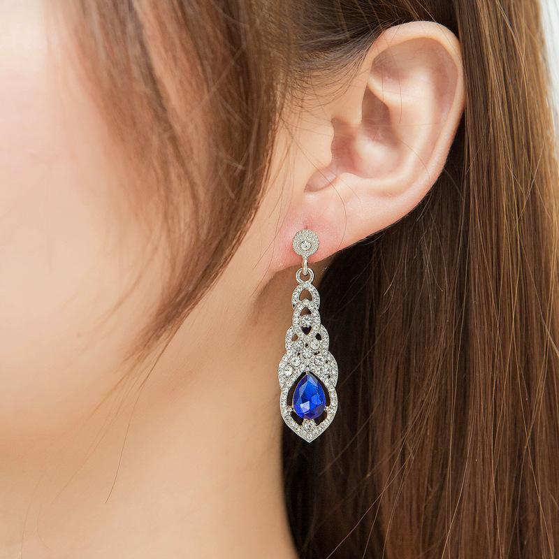 Earrings Exaggerated Brilliant Bridal Wedding Stud Earrings Classic Diamond Long Earrings Jewelry