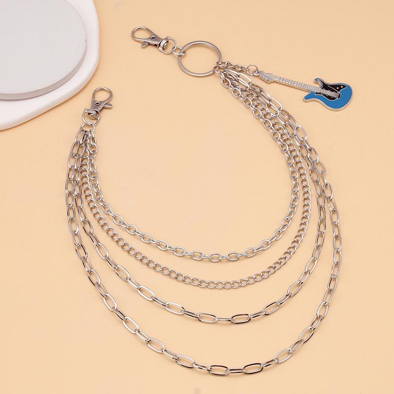 Jewelry simple fashion guitar accessories body chain personality punk metal chain multi-layer pants chain