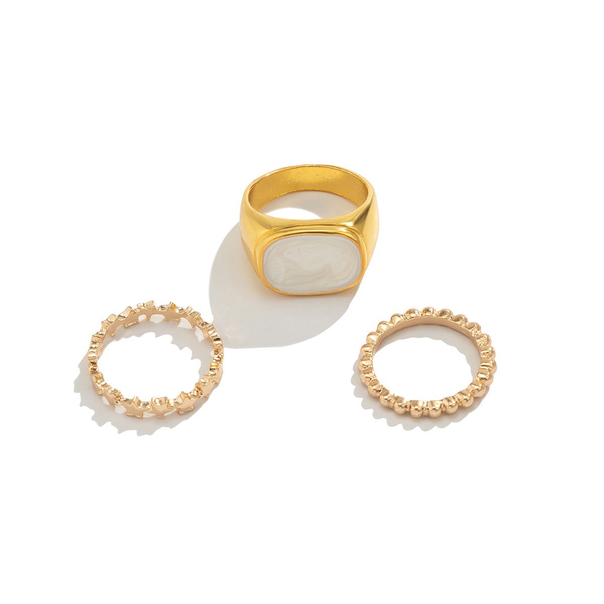 Jewelry simple cold metal star ring ring retro dripping oil square index finger ring female
