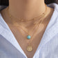 Jewelry Ethnic Thin Chain Metal Necklace Retro Portrait Embossed Turquoise Set Necklace Female