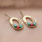 Irregular Oval Earrings Colorful Gravel Pearl Earrings Retro Elegant Earrings Personality Earrings