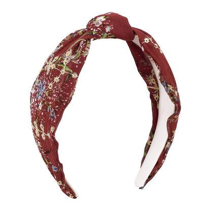 F4489 spring and summer small fresh floral embroidery headband women's chiffon yarn knotted gentle simple retro sweet headband
