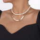 N1267 French elegant light luxury stacked necklace female snake bone chain pearl multi-layer simple show necklace