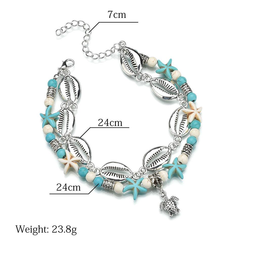 Foot Jewelry Creative Fashion Metal Shell Turtle Pendant Starfish Anklet Two-piece Set