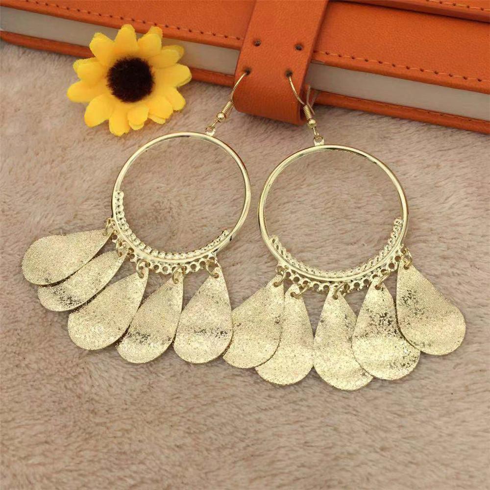 Water Drop Tassel Earrings Ethnic Fashion Metal Hoop Earrings Ladies Earrings