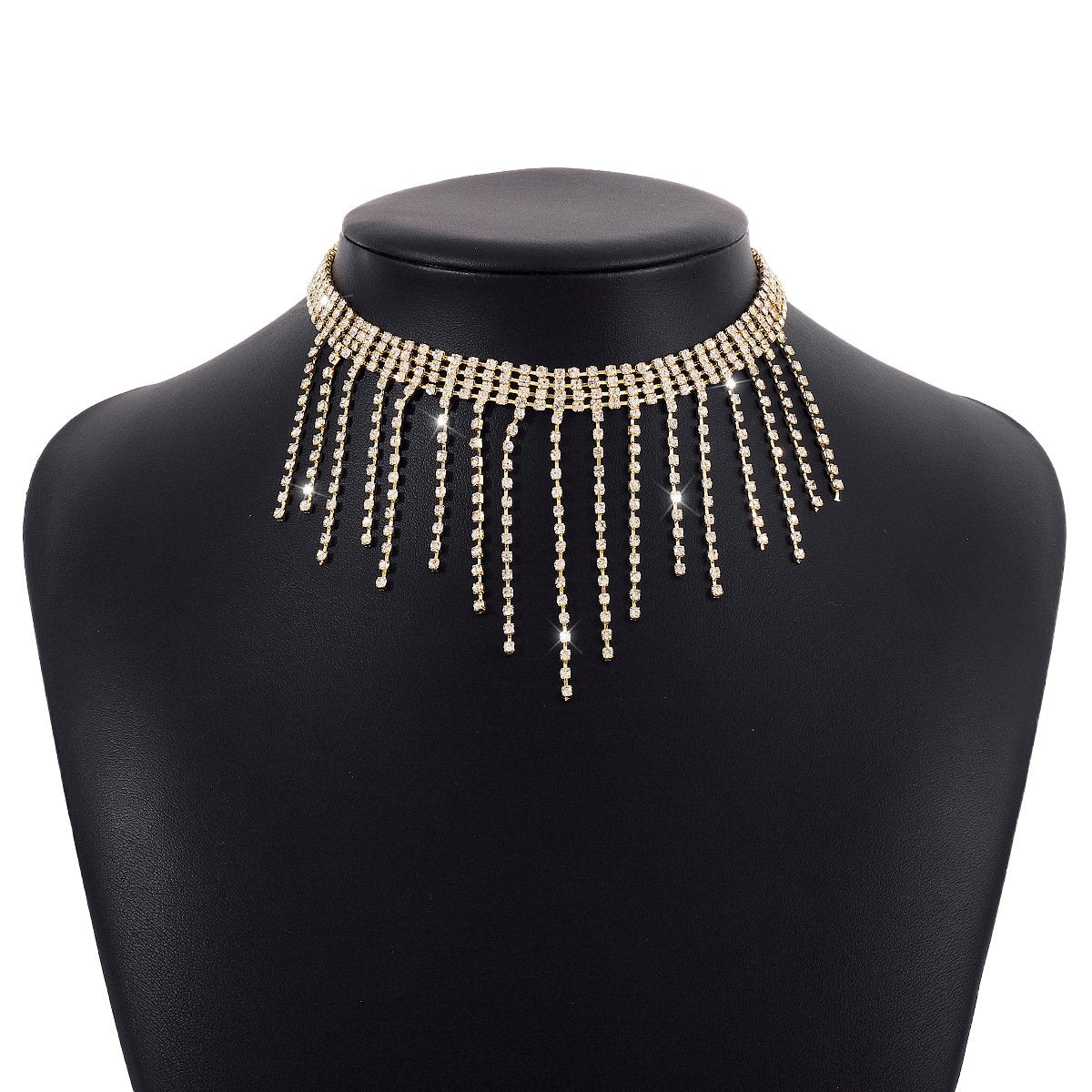 N1522 Light Luxury Rhinestone Tassel Sexy Necklace Dinner Party Night Personality Necklace