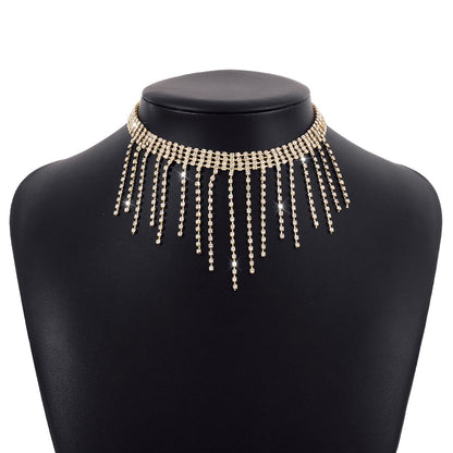 N1522 Light Luxury Rhinestone Tassel Sexy Necklace Dinner Party Night Personality Necklace