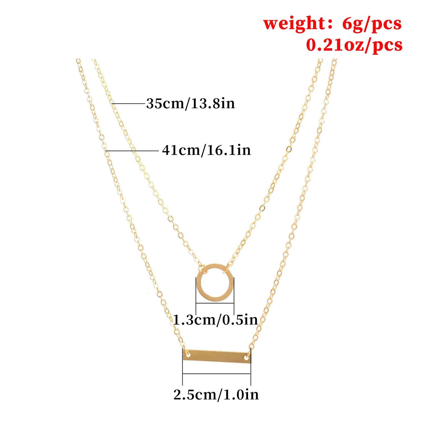 Popular Necklace Ring One Word Metal Rod Circle Necklace Female Thin Chain Clavicle Chain